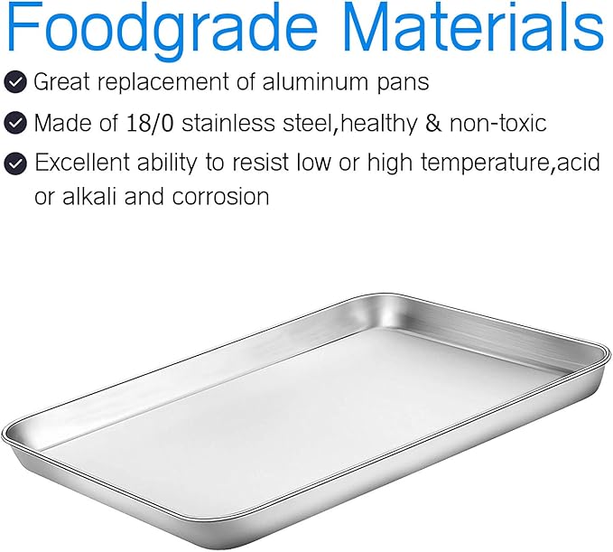 Cookie Sheet Baking Sheet, Bastwe Stainless Steel Bakeware Oven Tray, 16 inch Commercial Grade Professional Bakeware, Healthy & Non-toxic, Mirror Finish & Rustproof, Easy Clean & Dishwasher Safe