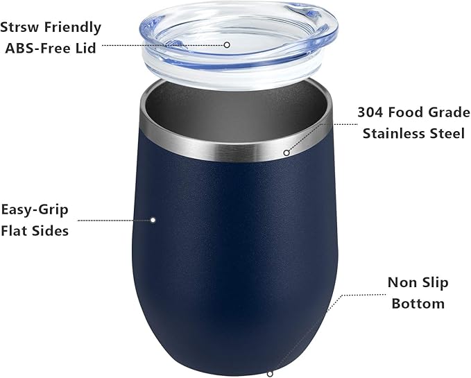 MEWAY 12oz Wine Tumbler Mix Color 4 Pack Bulk Gifts for Women, Vacuum Stainless Steel Travel Mug with Lid,Insulated Stemless Wine Cup Glass for Coffee,Cocktails,Drinks(Mix,Set of 4)