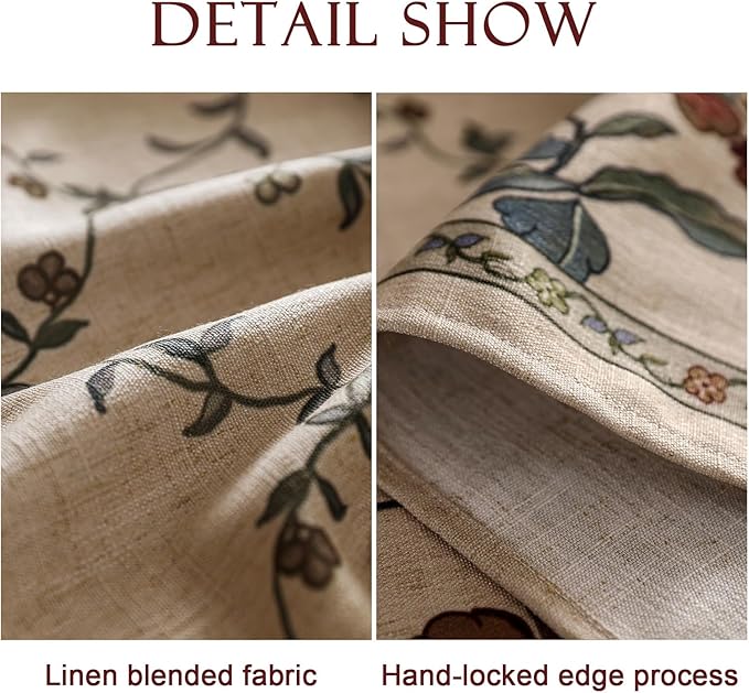 patdrea Designer Linen French Tablecloth for Rectangle Table,Fall Country Breathable Floral Tablecloths,Table Cover for Kitchen Dining,Tea Party,Christmas,Thanksgiving,55"x87"-Oliveirad