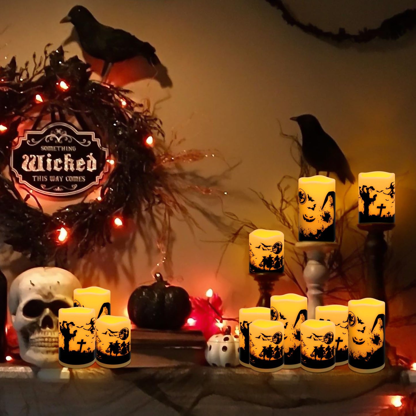 ECLHTLNY 12-Pack Waterproof -Flameless Led Candles，Remote Control and Timer Functions for Halloween and More Decorations（3 Sizes）