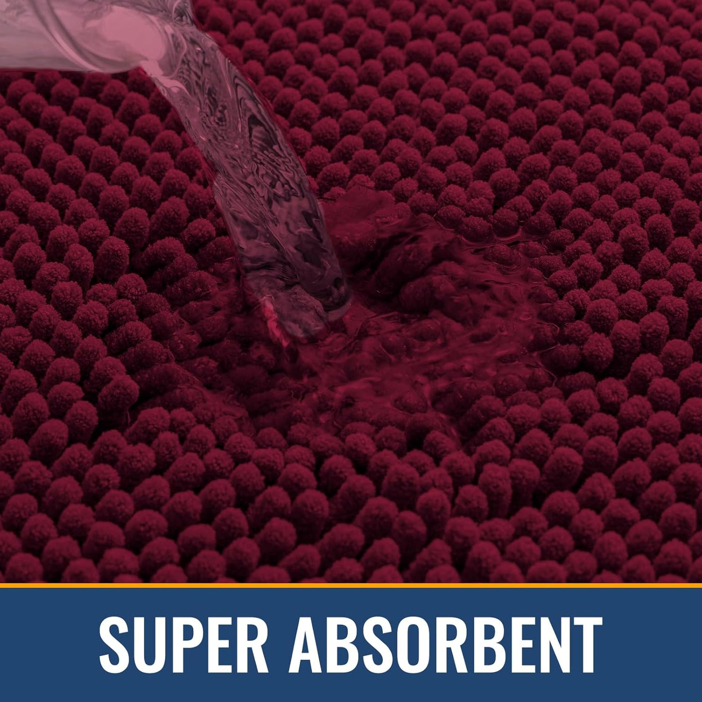 Arotive Bathroom Rugs 24x16, Extra Soft Absorbent Shaggy Chenille Bath Rugs, Machine Washable Rubber Backing Non-Slip Bath Mats for Bathroom Floor Tub and Shower, Home Decor Accessories, Burgundy