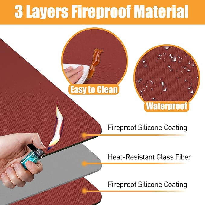 Heat Resistant Mat for Air Fryer,Deep Fryer,Oven,16x24in Hot Pads for Kitchen Counter Heat Protector,Under Coffee Maker Mats for Quartz Countertop Protector,Deep Fryer Coffee Machine Accessories（Red）
