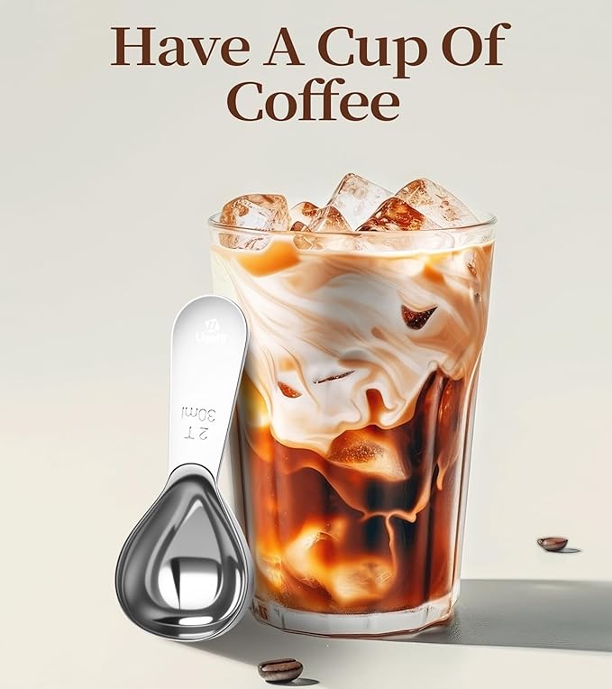 Ugotit Coffee Scoop for Ground Coffee, 1 Tablespoon & 2 Tablespoon Measuring Scoop Set, Heavy-Duty Short Handle 304 Stainless Steel, Fits Airscape Coffee Canister, Espresso & Protein Powder Container