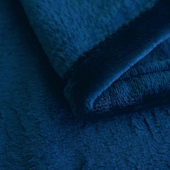 SOCHOW Flannel Fleece Blanket King Size, All Season Lightweight Super Soft Cozy Blanket for Bed or Couch, Navy Blue 90inch X108''
