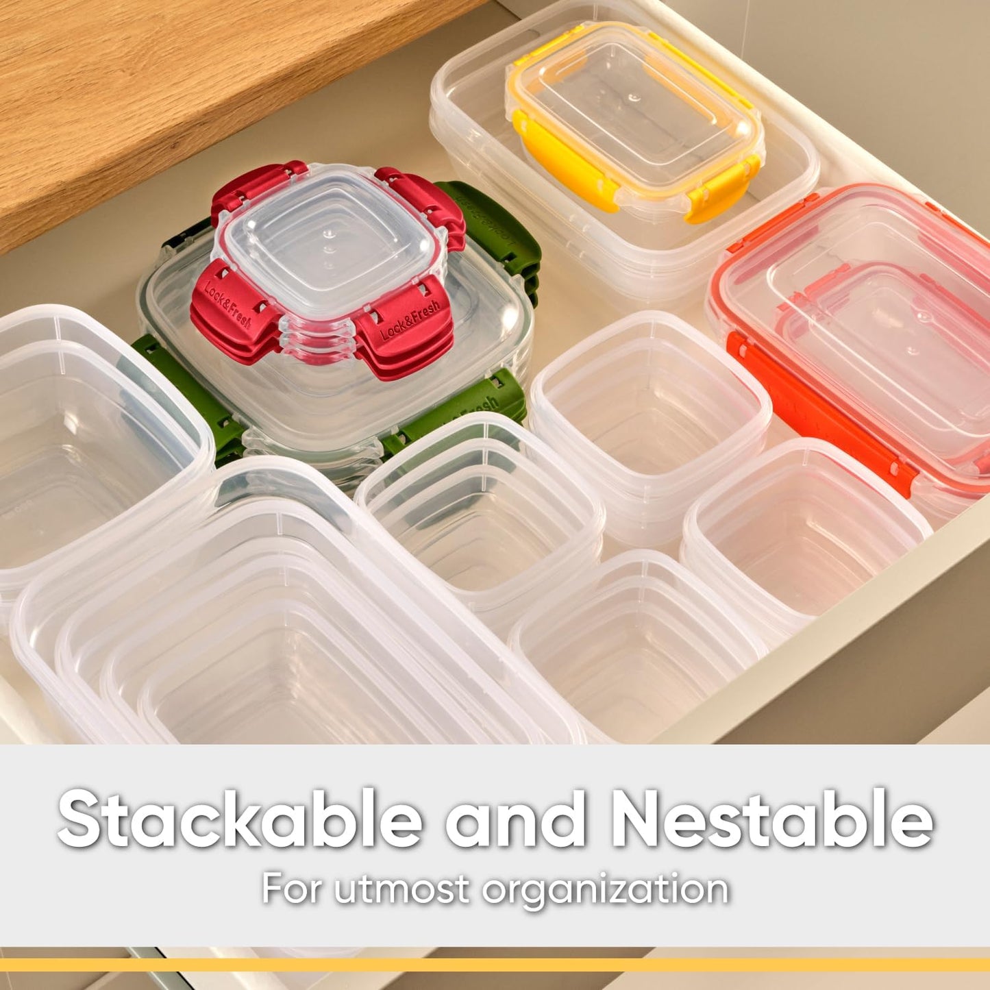 Superio Plastic Food Storage Containers with Airtight Lids, 4 Pack- 80 Oz, BPA Free, Leakproof, Stackable, Microwave, Dishwasher, Freezer Safe, Green