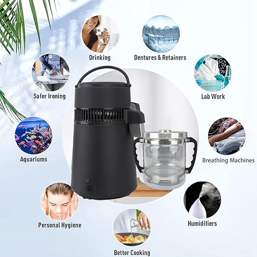 6L Glass jar for Home Beauty Water Distiller, Replacement Glass Collection Bottle Distiller Water Container, Water Purifier Filter for Home Countertop