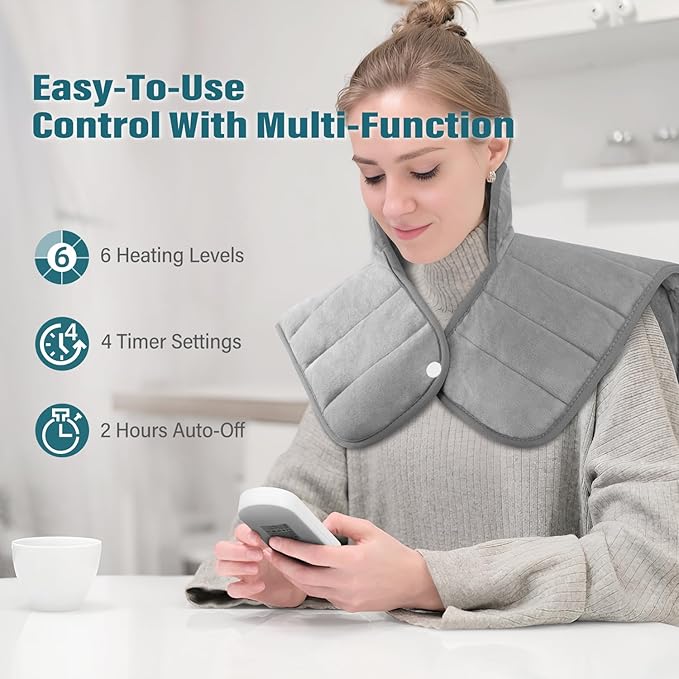 Heating Pad for Neck and Shoulders, Heated Pad for Back Pain Relief and Cramps, Heat Pads Gifts for Women Mom Grandma Wife, Mothers Day, Birthday Gifts for Men Dad, 6 Heat Settings 4 Auto-Off, 22"x35"