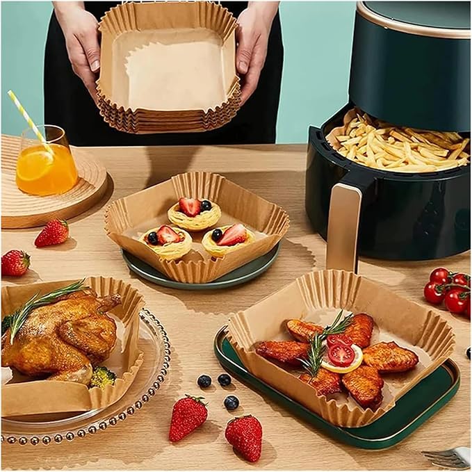 Large Air Fryer Disposable Paper Liners Nonstick 23cm Oven Airfryer Parchment Baking Paper ，Compatible For Ninja，Compatible For COSORI ，Grill Cooking Basket(23cm round,300 Pcs)