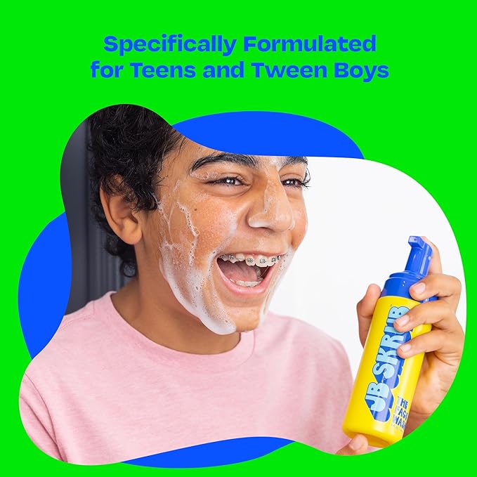 JB SKRUB Face Pads and Face Wash for Sensitive Skin - Acne Cleanser and Acne Pads with Aloe and Chia for Teen Boys, Tweens, and Kids - Grease-Free Freshness