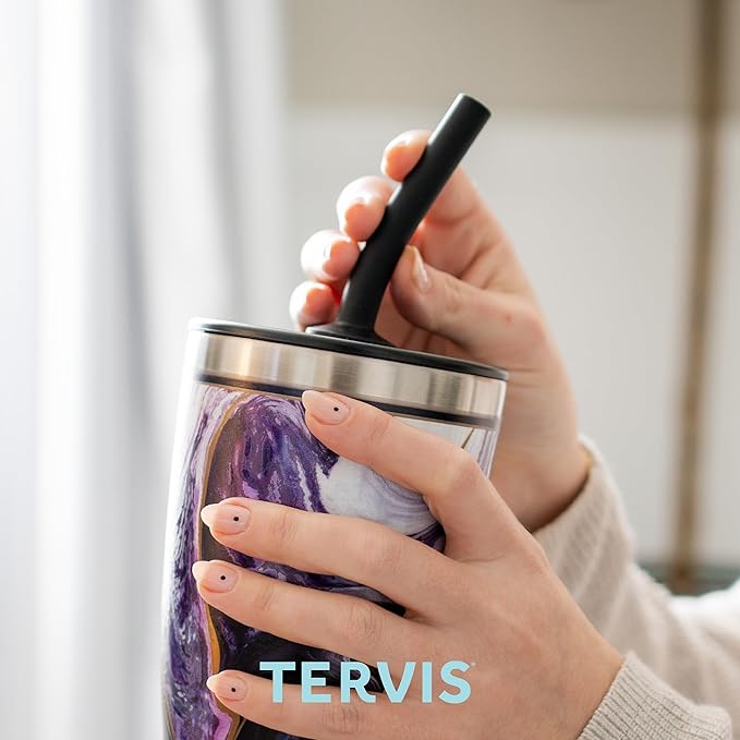 Tervis Traveler DC Comics - Batman - Gotham Gold Triple Walled Insulated Tumbler Travel Cup Keeps Drinks Cold & Hot, 30oz with Straw Lid, Stainless Steel