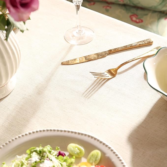 patdrea Designer Green Extra Long Tablecloth for Rectangle Table,Vintage Linen Leaves Pattern Table Cloth,Colorful Floral Cover Decor for Kitchen Dining Christmas Thanksgiving,67"x118"-Cecilia D