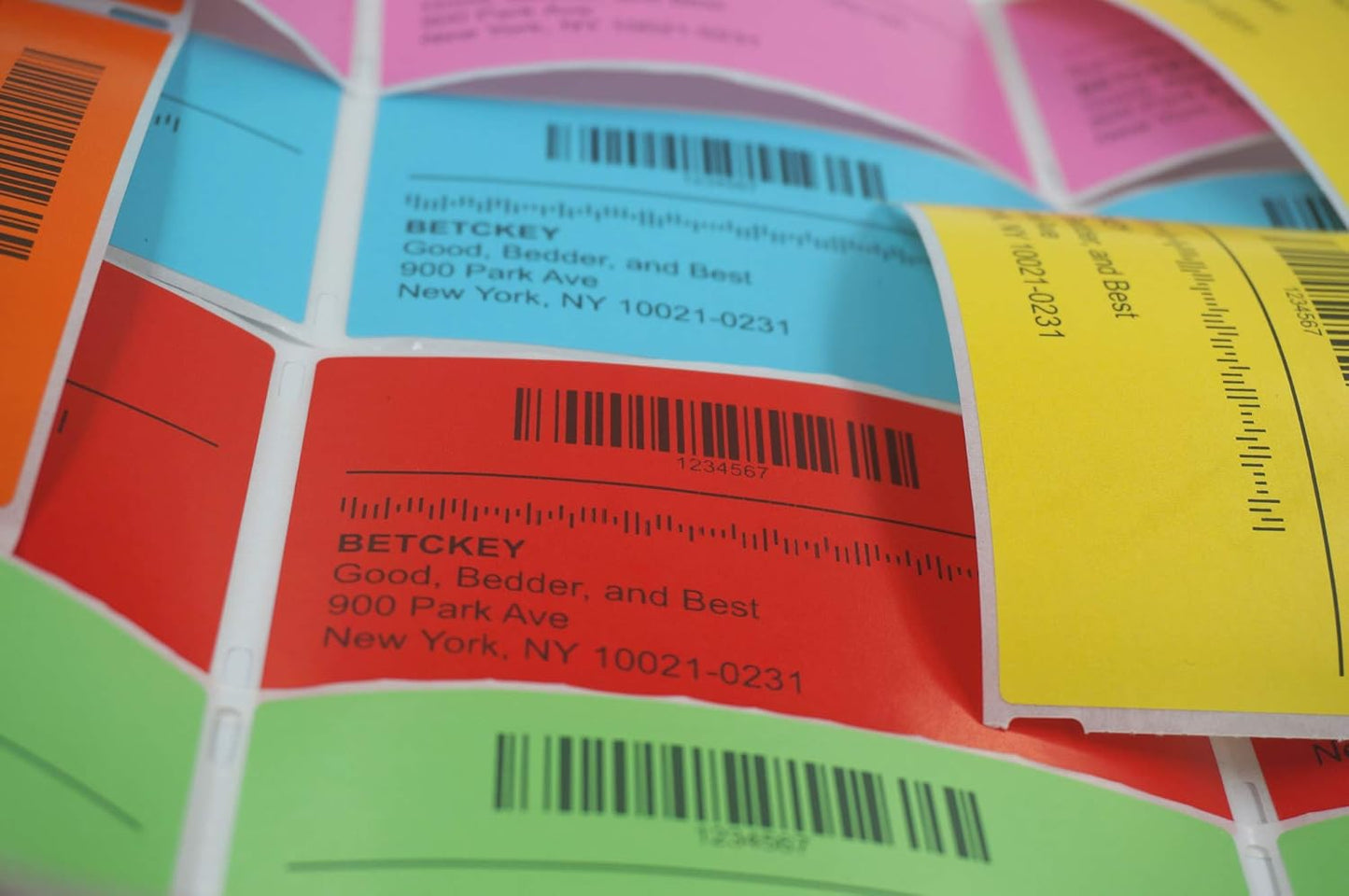BETCKEY - 1" x 2" Barcode & Address Labels Compatible with Zebra & Rollo Label Printer,Premium Adhesive & Perforated [Orange, 6 Rolls, 4500 Labels]