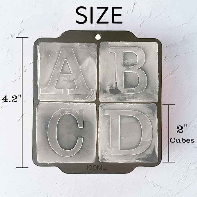 Letter H Monogram Ice Cube Mold Custom Ice Cube Mold 2 Inch Big Initials Silicone Ice Cube Tray Gifts for DAD Gifts for Him