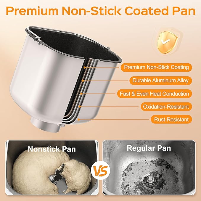 2.5LB Bread Maker with Built-in Electronic Scale, 25-in-1 Bread Machine, Beginner-Friendly with Adjustable Baking & Fermentation, Non-Stick Easy-Clean Pan, Quiet, 15H Delay, Recipes, Jet Black