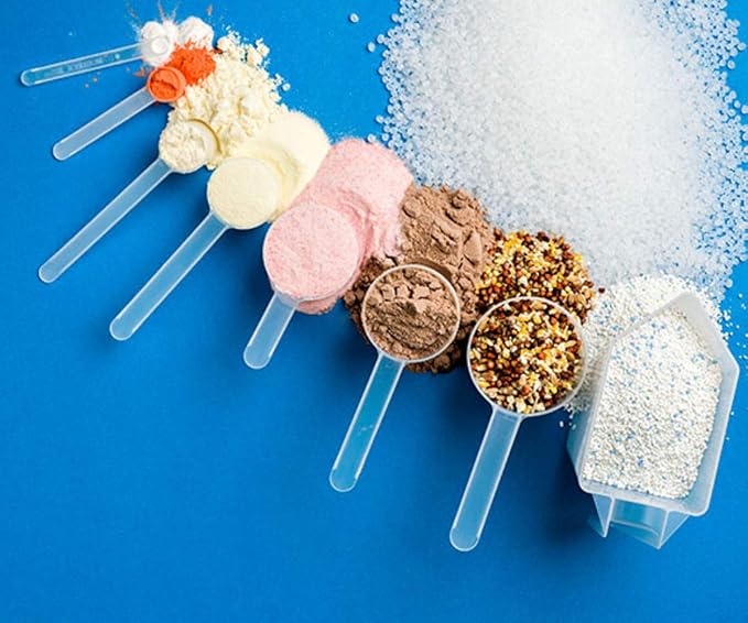 Plastic Measuring Scoop, (29.6 cc | 2 tablespoon | 1/8 Cup | 29.6 mL) Long Handle Spoons for Powders, Granules, Coffee, Pet Food, Baking Supplies, Protein and Other Dry Goods, BPA Free (Set of 500)