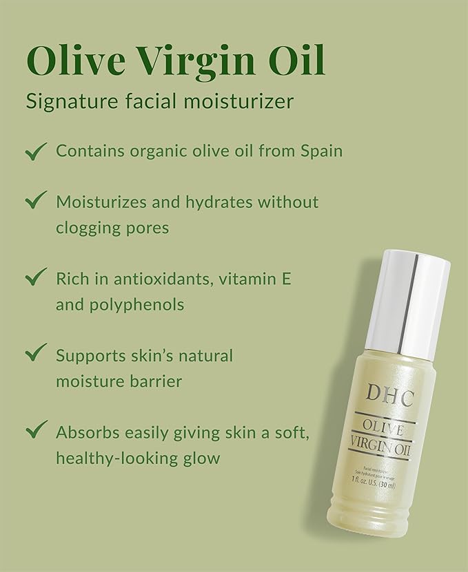 DHC Olive Virgin Oil and Olive Virgin Oil Mini, Facial Moisturizer, Hydrating, Nourishing, Lightweight, Fragrance and Colorant Free, All Skin Types, 1 fl. oz. and 0.16 fl. oz.