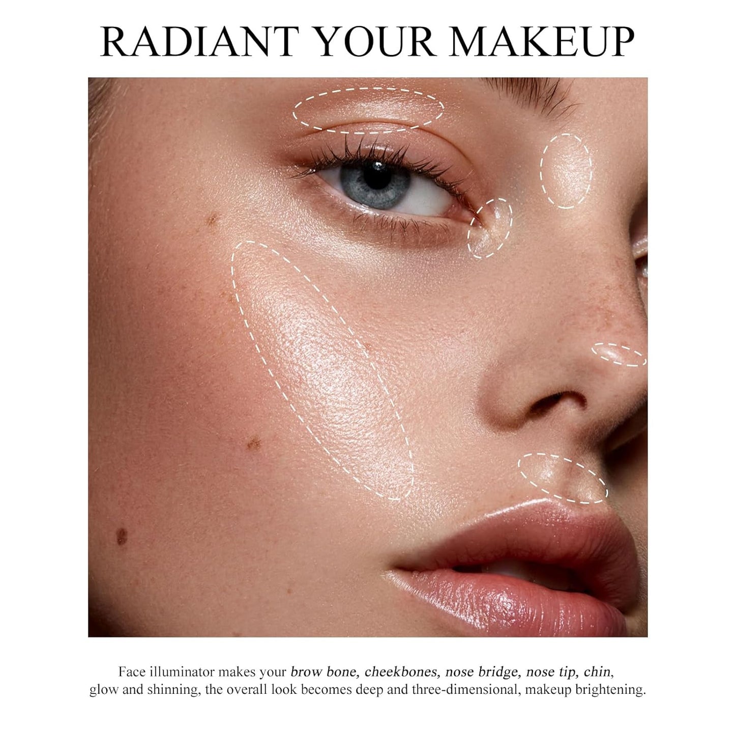 KYDA Face Highlighter Palette, High Glossy Face Illuminator Palette, Natural Glow Finish, Pearl Shimmer Smooth Baked Powder, Lasting Sparkling Highlighter Makeup-PEARL