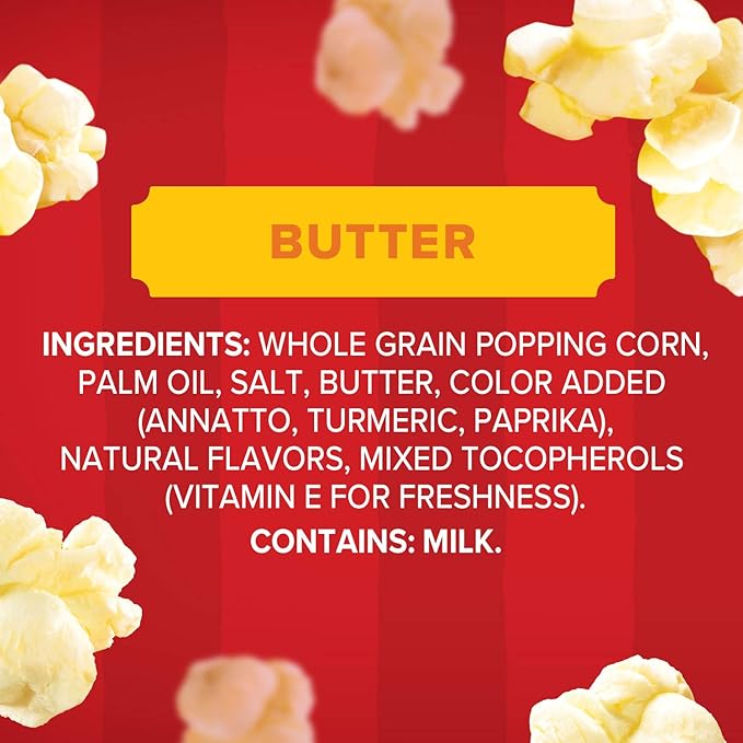 Orville Redenbacher’s Microwave Popcorn, Classic Butter Flavor, 2g Fiber Per Serving, 3.3 oz., 6-Count