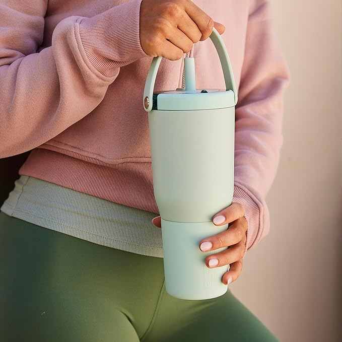 BrüMate Resa 35oz 100% Leakproof Travel Tumbler with Handle & Straw | Flexible SoftSip Straw | Silicone Sleeve for Durability | Stainless Steel | Cup Holder & Travel Friendly Water Bottle | (Mocha)