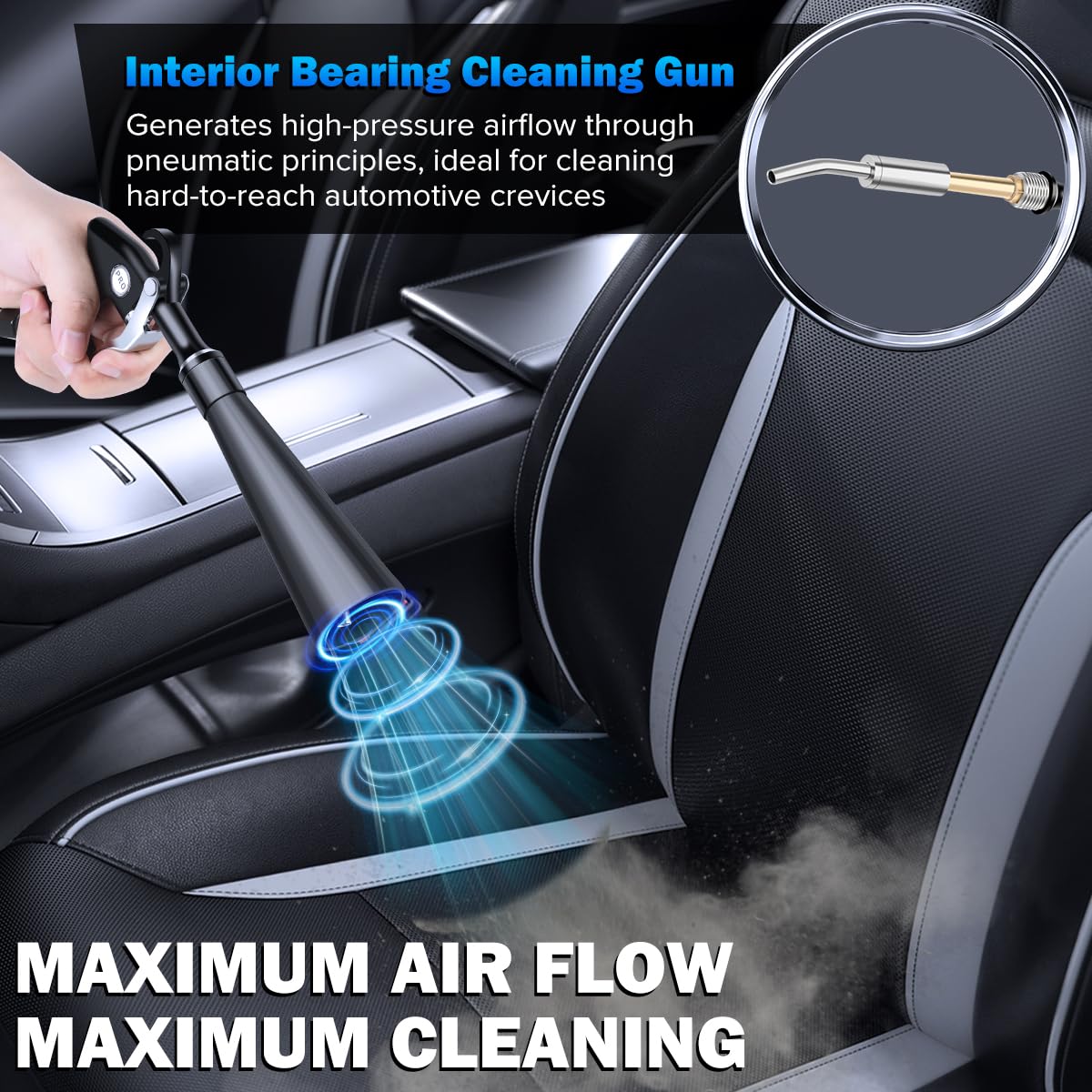 cropyoyo Dry Cleaning Gun,High-Pressure Air Blow Gun,Car Cleaning Gun,Air Nozzle Blow Gun, Car Air Blow Gun with 2 Nozzles,Works with Air Compressor and Quickly removes Surface Dirt and dust
