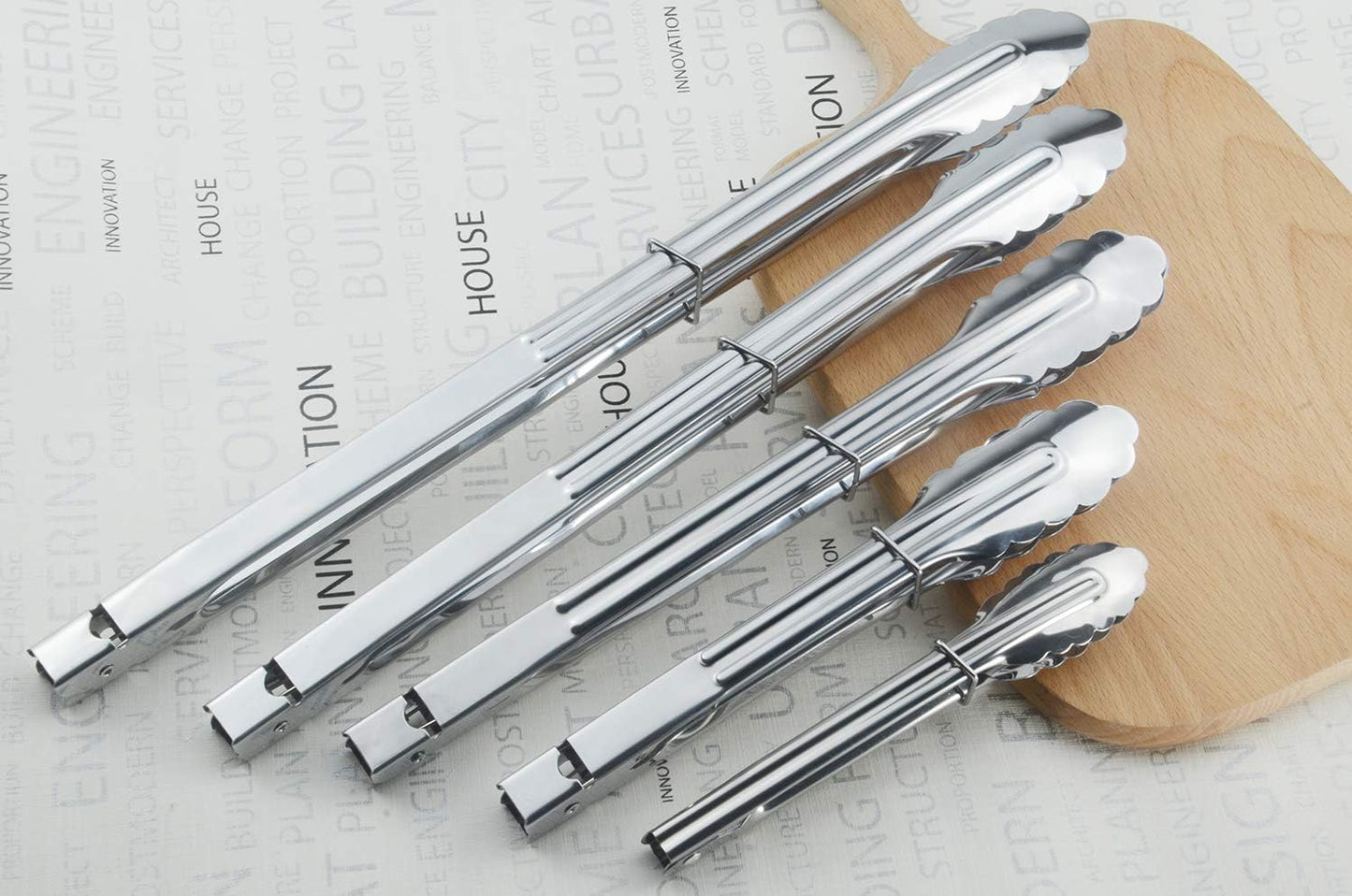 Stainless Steel Kitchen Tongs Set Metal Cooking Tongs (7 9 12 Inch 3 Pieces)