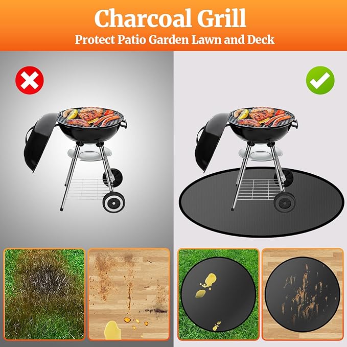 38" Round Fire Pit Mat for Solo Stove Bonfire/Under Grill Mat for Outdoor Grill Fireproof Waterproof Oil-Proof, 4 Layers Fireproof Mat Fireplace Mats BBQ Solo Stove Mats for Deck Patio Grass Smoker