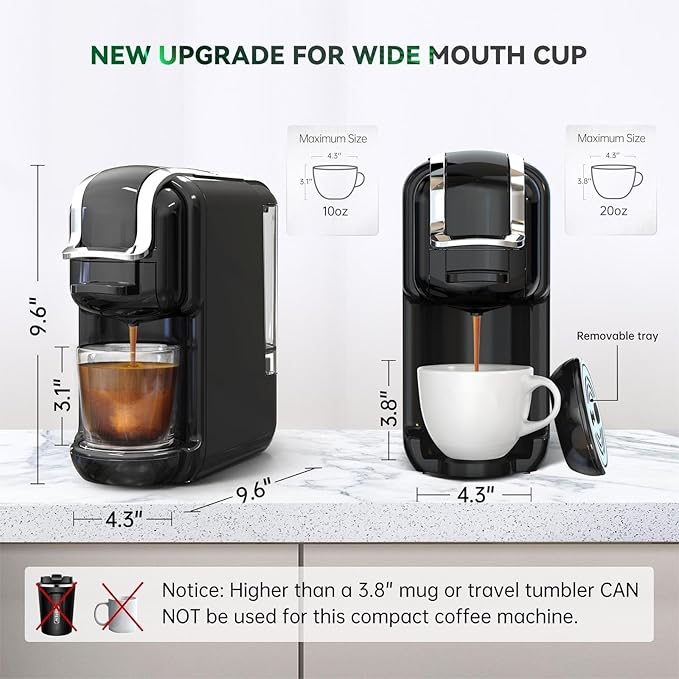 Multi-Capsule Coffee Maker, Hot/Cold Coffee Maker, Milk, ESE Pod Ground Coffee, Cafeteria, 19 Bar, 5 in 1 (Color : H2B M1A Tray BK, Size : CHINA_UK)