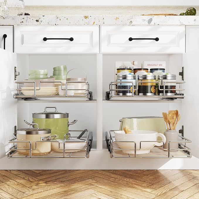 LOVMOR Pull Out Cabinet Organizer 31½" W x 21½" D, Kitchen Cabinet Pull Out Shelves Slide Out Storage