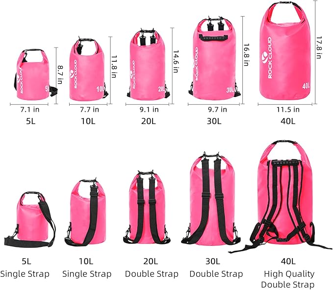 ROCK CLOUD Dry Bag Waterproof 20L Dry Sack for Kayaking Rafting Boating Beach Surfing Swimming Canoe Camping Hiking Fishing Ski