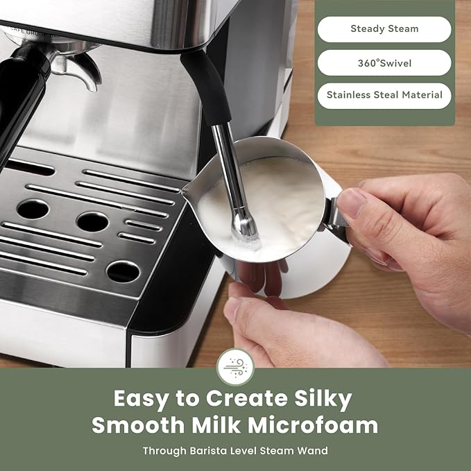 (2026 Upgrade) Gevi 20 Bar Espresso Machine with Grinder & Milk Frother, Professional Coffee Maker for Home, Cappuccino & Latte, Removable Water Tank, Steam Wand