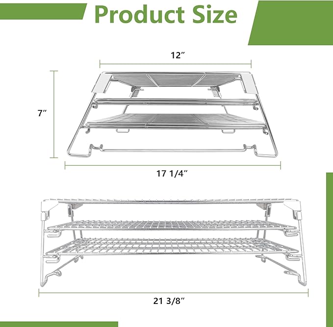 21" 3-Tier Foldable Sliding Jerky Racks for Traeger, Pit Boss, GMG, Camp Chef and More Smoker Grills, 830"² Cooking Space Expansion Accessory for Barrel Pellet Grills