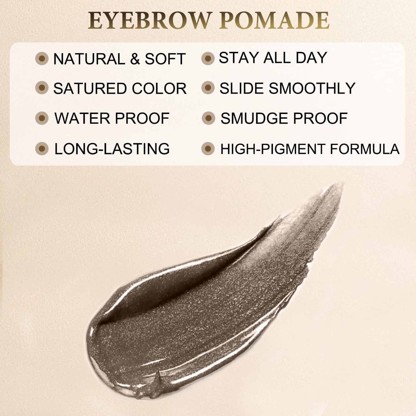 LAVONE Eyebrow Stamp Pencil Kit for Eyebrows, Makeup Brow Stamp Trio Kit with Waterproof Eyebrow Pencil, Eyeliner, Eyebrow Pomade, and Dual-ended Eyebrow Brush - Black Brown