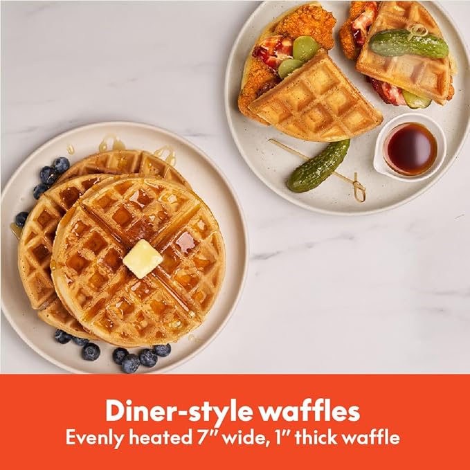 bella Flip-n-Store Waffle Maker with EverGood™ Ceramic Nonstick Coating, Fits-anywhere™ Kitchenware, Power Indicator Light, Cool Touch Handle & Cord Wrap, 7” Wide & 1" Deep Plates, 1000 Watt, Blossom