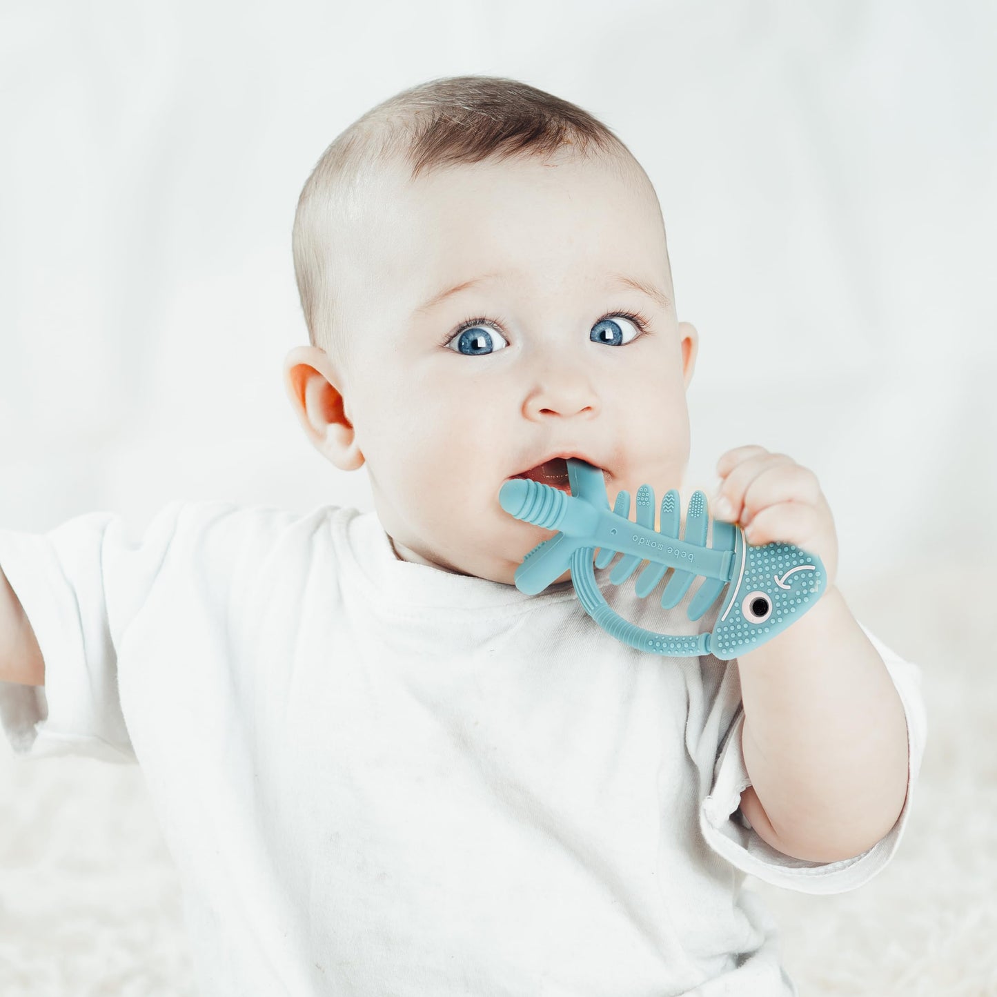 3in1 Infant Toys, Baby Teething Toys 0-3-6-12 Months, Teethers for Babies 3-6 6-12 Months for Teething Relief,Baby Gift,Silicone,Sensory Toys 0-6 Months,USA Patent Pending,Fish,Turquoise