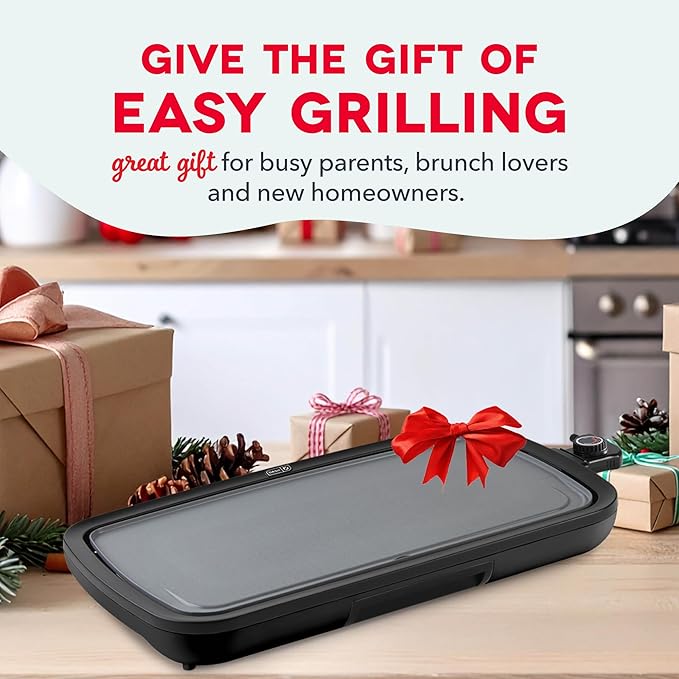 Dash Everyday Electric Griddle - Indoor Griddle for Versatile Cooking - Features Quick-Heating, Anti-Slip Feet, and Removable, Nonstick Plate - Black