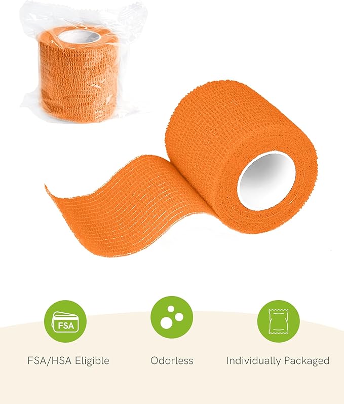 FriCARE Self Adhesive Bandage Wrap, Medical Tape in First Aid Kit, Cohesive Bandages for Wounds Sport Vet, FSA/HSA Eligible, 2 Inches X 5 Yards 12 Rolls, Rainbow