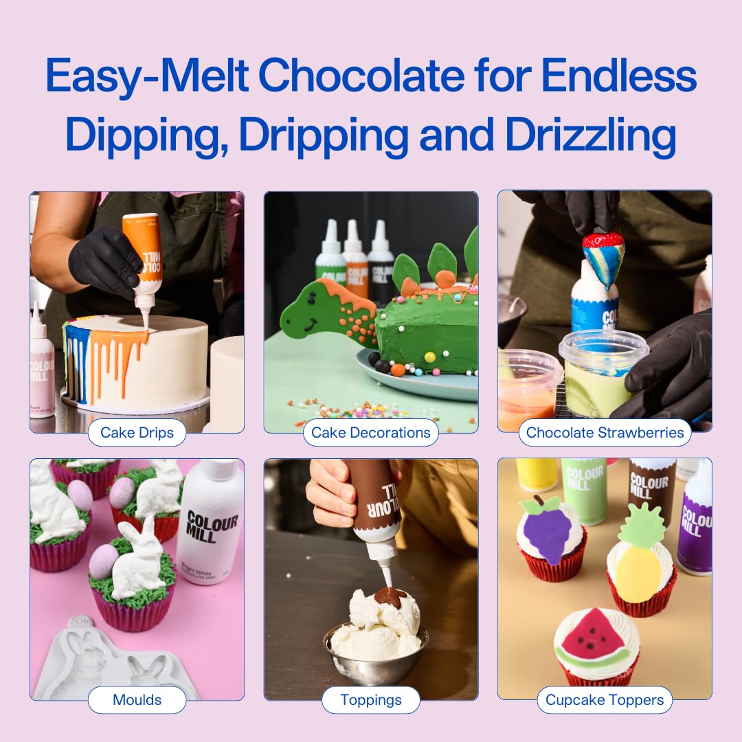Colour Mill Chocolate Drip Easy-Melt Drizzle for Desserts, 125 Grams Orange