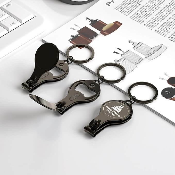 20pcs Personalized 4 in 1 Multi Function Bottle Opener, Nail Clipper, Wedding Favors Brewery, Private Customized, Black, Multitool Gifts for Men