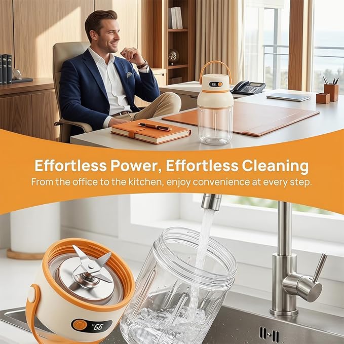 Portable Electric Juicer Cup with Zero Cord Hassle, Personal Size Juicer Cup, USB-C Rechargeable Electric Blender,18000RPM Motor, Leakproof Travel Juicer for Gym, Office, Outdoors (800ml)