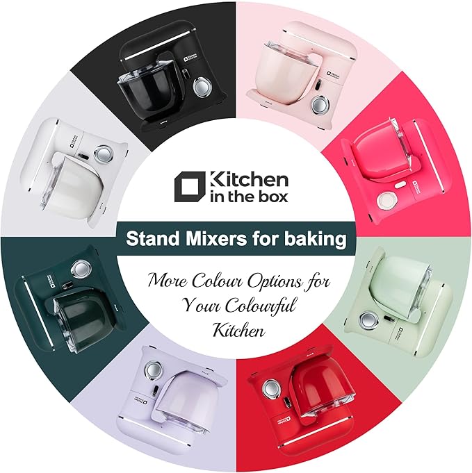Kitchen in the box Stand Mixer, 4.5QT+5QT Two bowls Electric Food Mixer, 10 Speeds 3-IN-1 Kitchen Mixer for Daily Use with Egg Whisk,Dough Hook,Flat Beater (Lilac, 5QT)