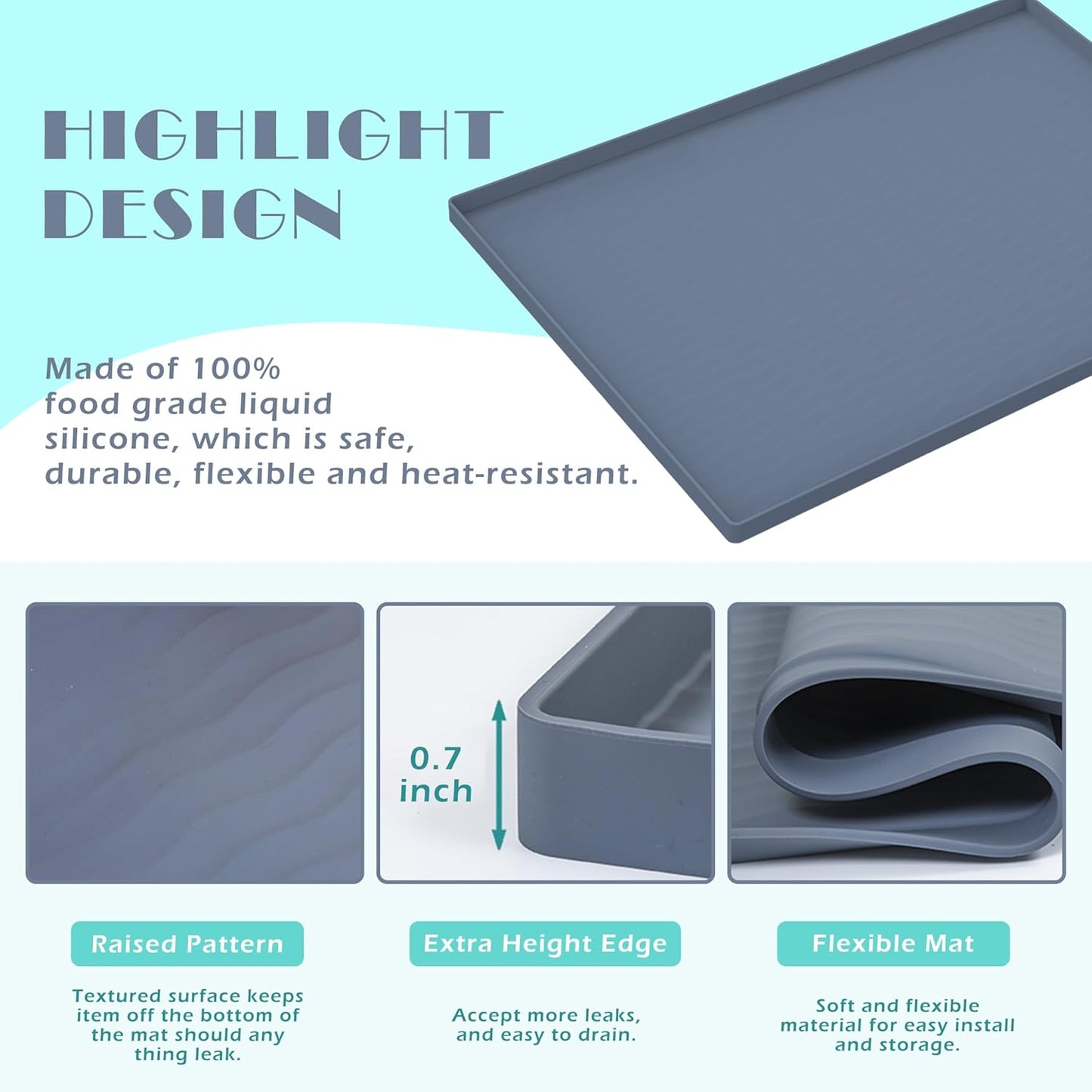 URMONA Waterproof Silicone Under Sink Mat 34'' x 19'' Shelf Liner for Kitchen and Bathroom, Cabinet and Counter Protector, Storage and Organizers, Litter Mat, Pet Cat Puppy Essentials(Cream)