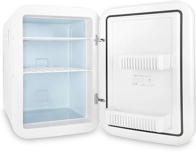 Cooluli 20L Mini Fridge For Bedroom - Car, Office Desk & College Dorm Room - Glass Front & Digital Temperature Control - Small 12v Refrigerator for Food, Drinks, Skincare, Beauty & Breast Milk (Pink)