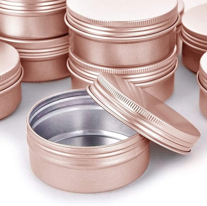 4 Ounce Aluminum Tin Jar with Screw Cap 120mL Tin Cans Refillable Containers for Cosmetic, Lip Balm, Cream, Lotion, Balms, Spices, Salve, Rose Gold 20 Pcs