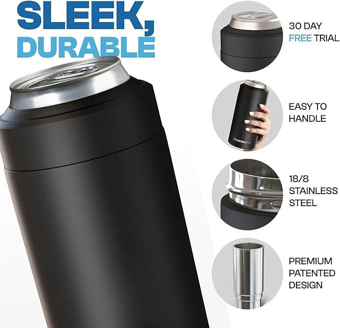 Frost Buddy Universal Can Cooler - Fits all - Stainless Steel Can Cooler for 12 oz & 16 oz Regular or Slim Cans & Bottles - Stainless Steel (Peeps Drip)