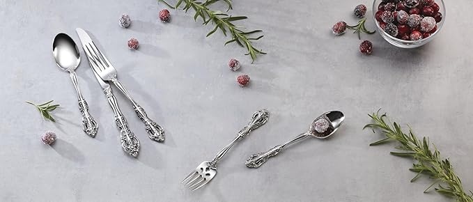 Oneida Silverware Set, Michelangelo Fine Flatware Tall Drink Spoon, Service For 1, Dishwasher Safe, 18/10 Stainless Steel, Mirror Finish, Home and Kitchen Utensils, Long Drink Spoon (Silver, 1 Piece)