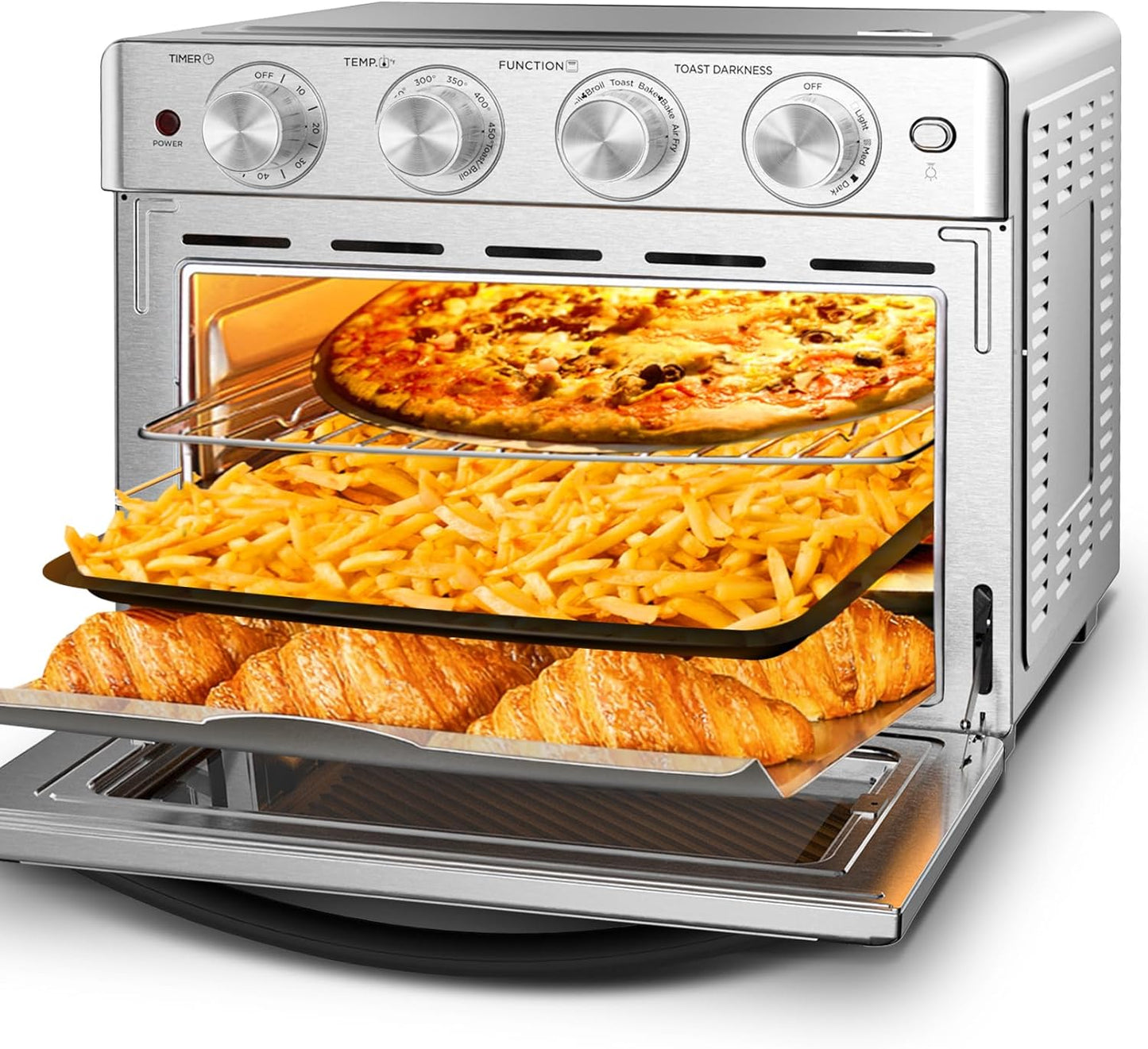 Geek Chef Air Fryer Oven 26 QT, Big Air Fryer, Toast Oven with Bake, Roast, Pizza, Easy to Use & Clean, 6 Slice Toast, Stainless Steel