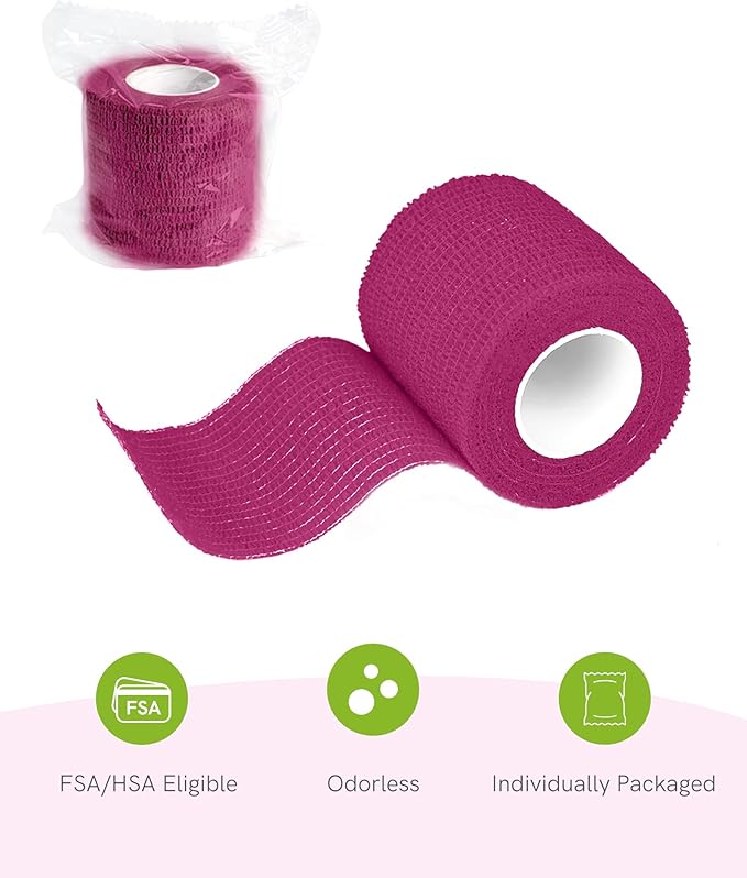FriCARE Self Adhesive Bandage Wrap, Medical Tape in First Aid Kit, Cohesive Bandages for Wounds Sport Vet, FSA/HSA Eligible, 2 Inches X 5 Yards 12 Rolls, Palette
