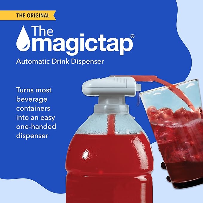 Magic Tap Automatic Drink Dispenser for Fridge, Black (1 Pack), No Spill Milk Dispenser for Fridge, Automatic Milk Dispenser Pump for Gallon Jugs, Water & Juice, Fits Most Bottles, Batteries Required
