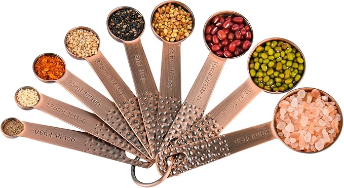 Copper Plated Measuring Cups and Spoons set 18 for Dry & Liquid, Metric & US Stainless Steel Measuring Cup and Spoon Set with Leveler for Baking & Kitchen