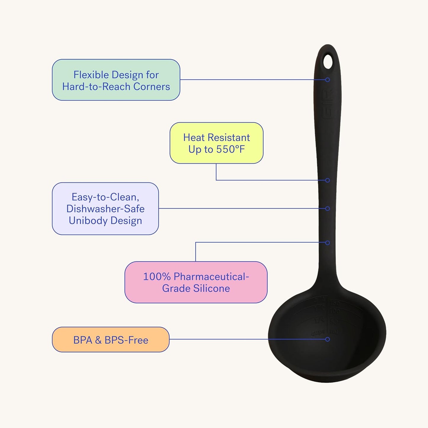 GIR: Get It Right Premium Silicone Ladle Serving Spoon - Non-stick Heat Resistant Seamless Kitchen Ladle for Soups, Stews, Dressings, and More - Ultimate, Red (Pack of 2)